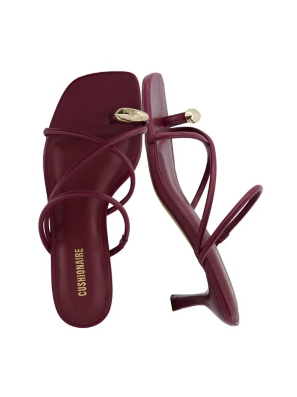 Maui Strappy Kitten Heel Sandals Vegan Leather Slip On Square Toe Dress Shoes